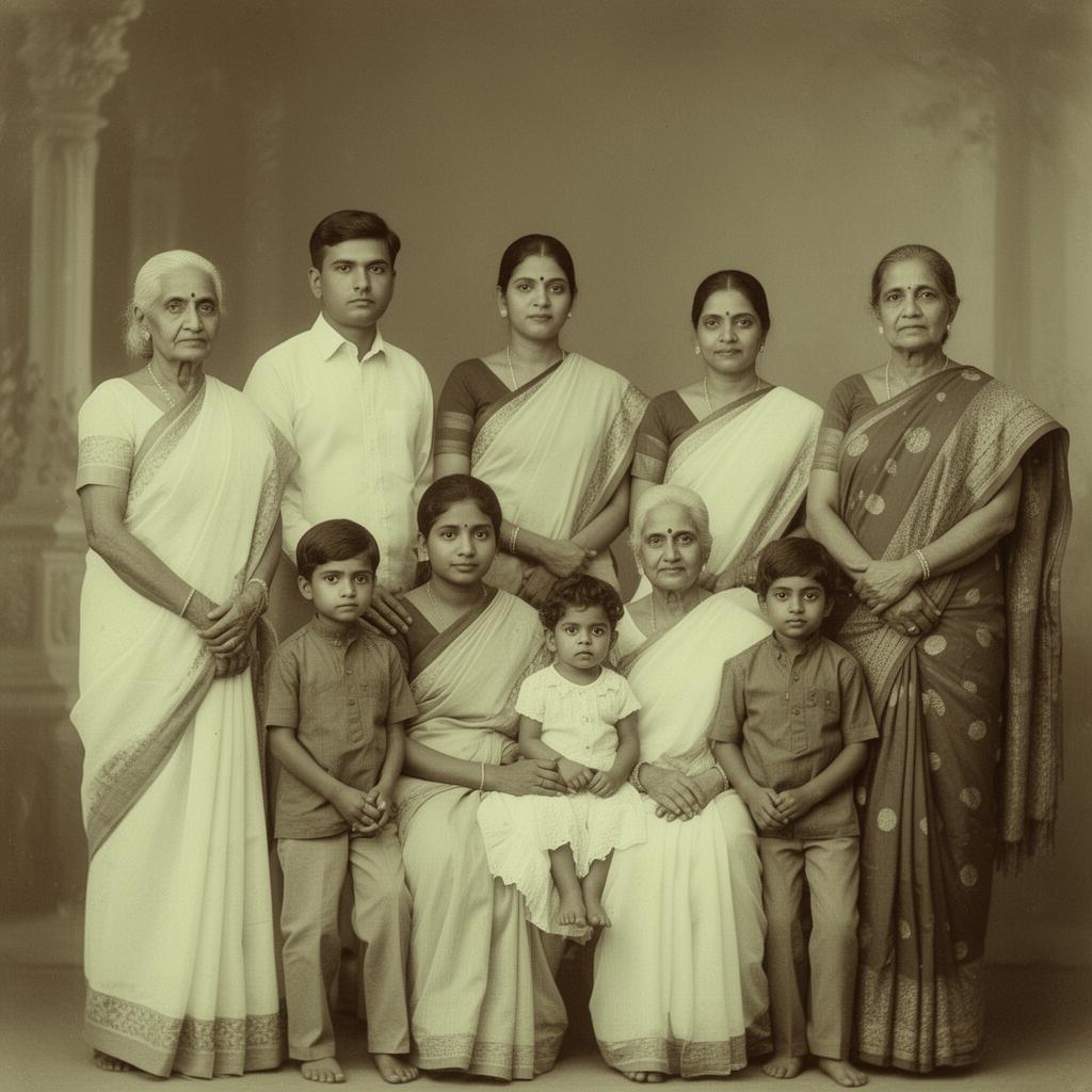 Multigenerational Indian family portrait