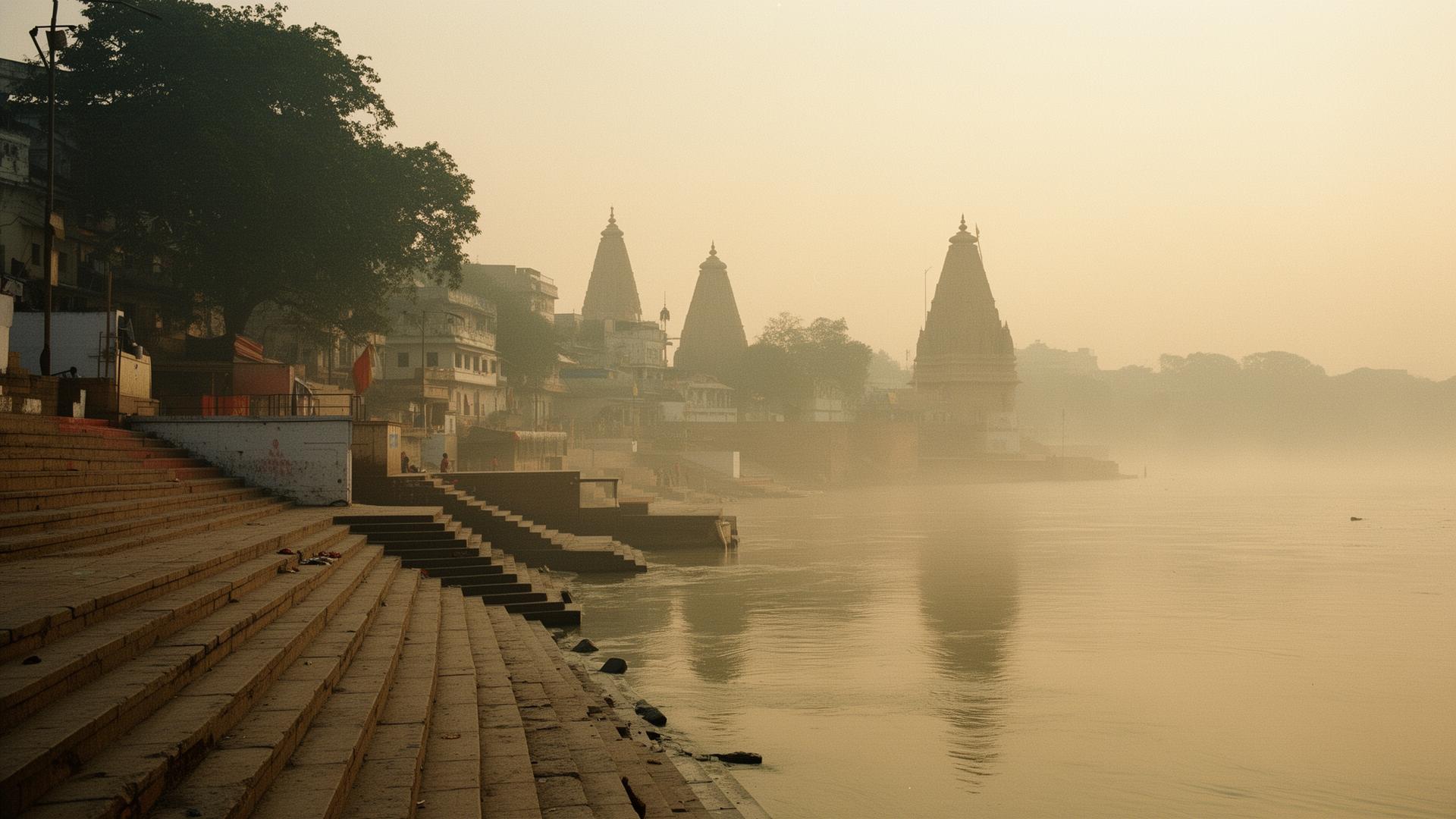 Dawn over the ghats of Haridwar